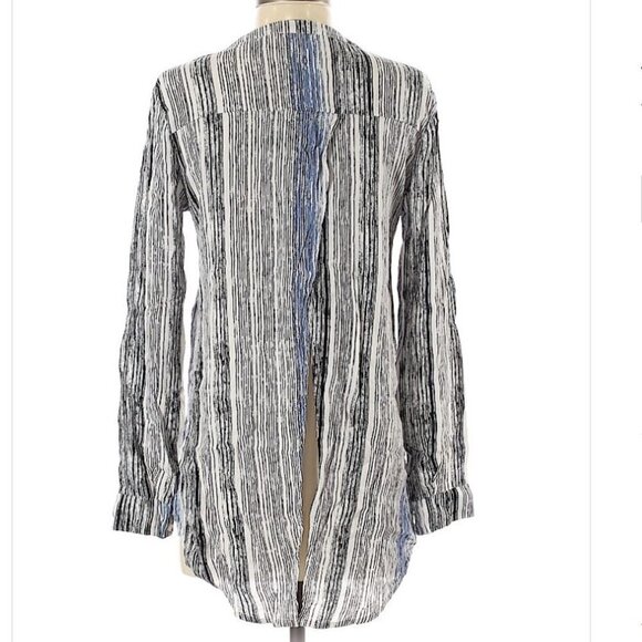 Astr Striped Button Up Long Sleeve Blouse Top XS - Picture 2 of 6